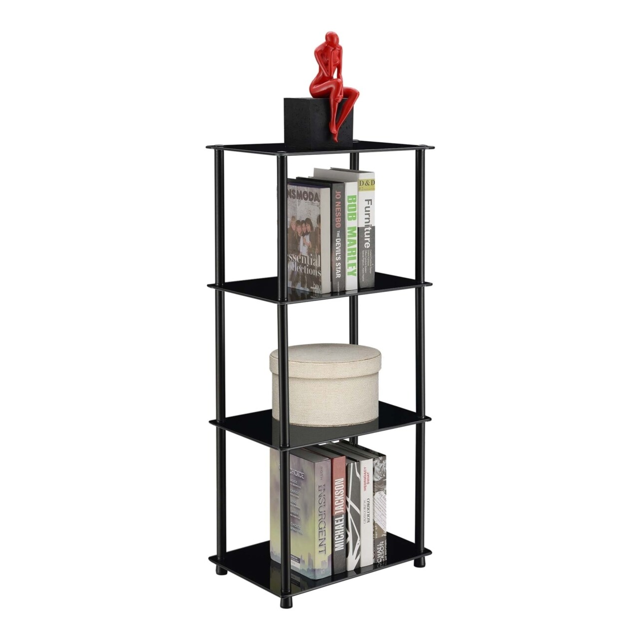 Convenience Concepts Designs2Go Classic Glass 4 Tier Tower, Black Glass